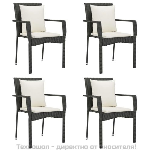 Градински трапезен комплект възглавници 5 части черен полиратан