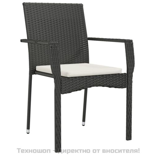 Градински трапезен комплект възглавници 5 части черен полиратан