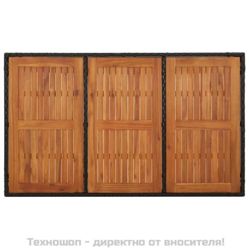 Градински трапезен комплект възглавници 5 части черен полиратан