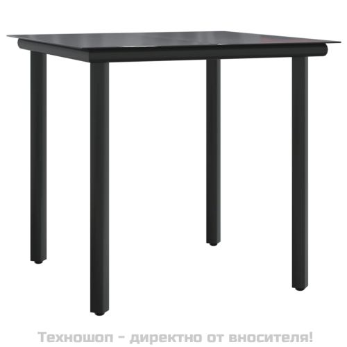 Градински трапезен комплект възглавници 5 части черен полиратан