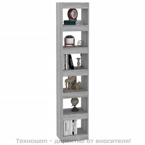 Библиотека/разделител за стая, сив сонома, 40x30x198 см