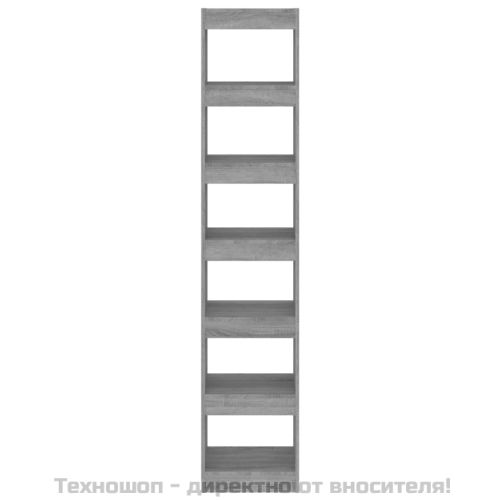 Библиотека/разделител за стая, сив сонома, 40x30x198 см