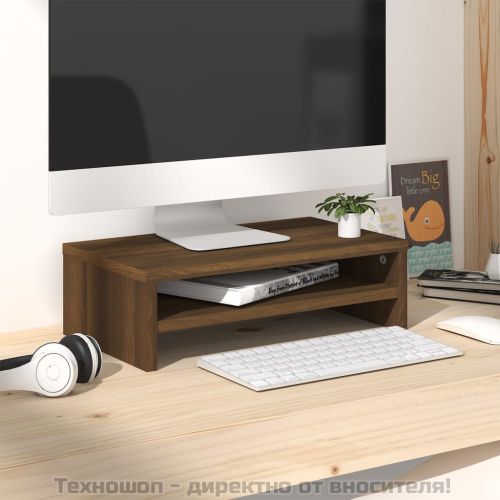 Поставка за монитор, кафяв дъб, 42x24x13 см, инженерно дърво