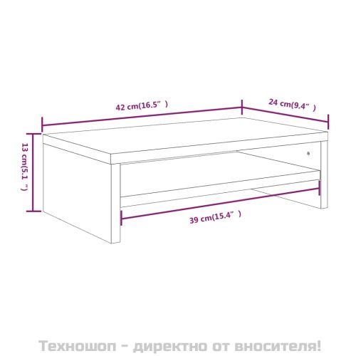 Поставка за монитор, кафяв дъб, 42x24x13 см, инженерно дърво
