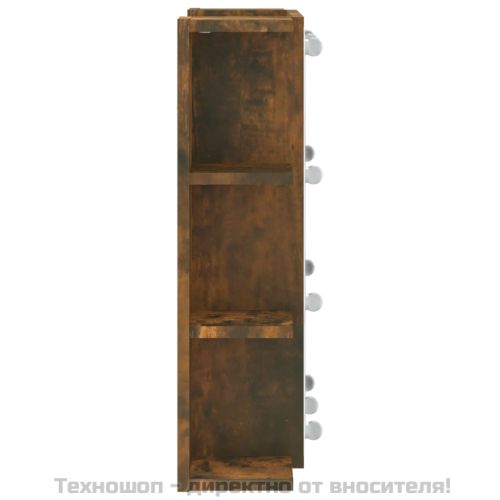Огледален шкаф с LED, опушен дъб, 70x16,5x60 см
