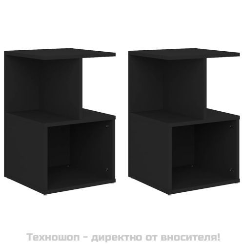 Нощни шкафчета, 2 бр, черни, 35x35x55 см, инженерно дърво