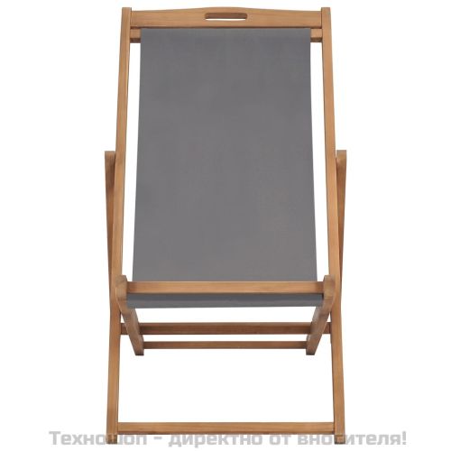 Сгъваем плажен стол, тиково дърво масив, сив