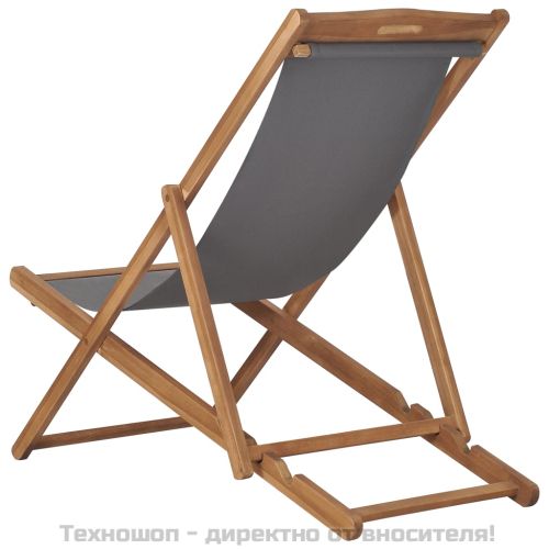 Сгъваем стол, масивно тиково дърво, сив