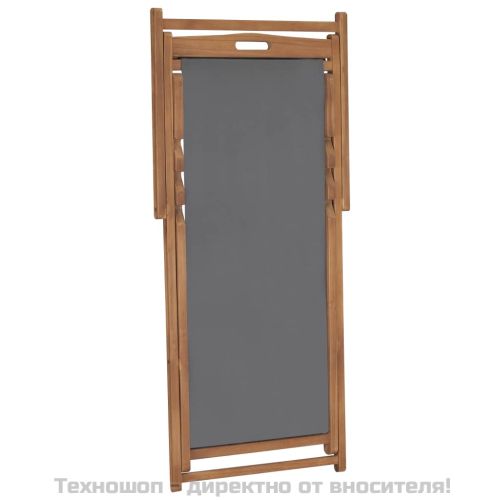 Сгъваем стол, масивно тиково дърво, сив