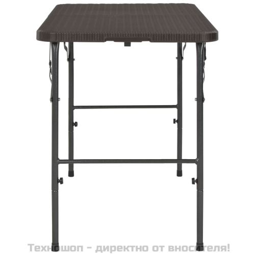 Сгъваема градинска маса кафява 120x60x74 см HDPE имитация ратан