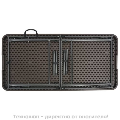 Сгъваема градинска маса кафява 120x60x74 см HDPE имитация ратан