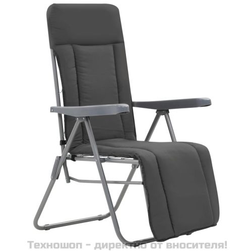 Сгъваеми градински столове с възглавници, 2 бр, сиви