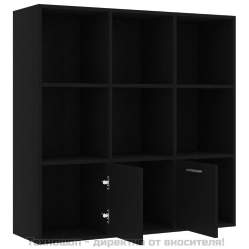 Библиотека, черна, 98x30x98 см, инженерно дърво