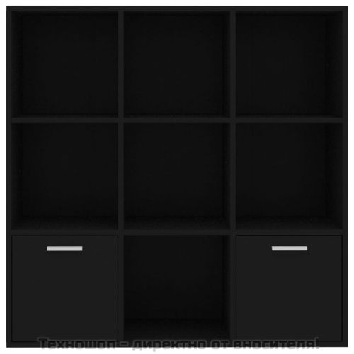 Библиотека, черна, 98x30x98 см, инженерно дърво