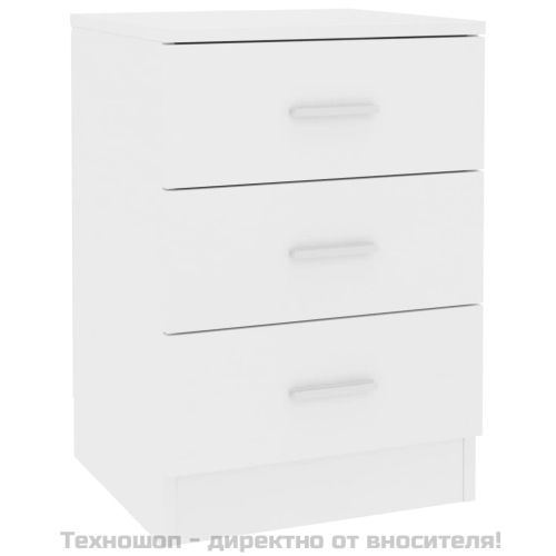 Нощно шкафче, бяло, 38x35x56 см, инженерно дърво