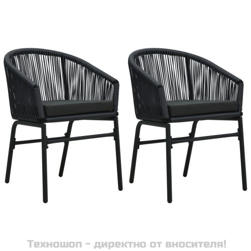 Градински столове, 2 бр, черни, PE ратан
