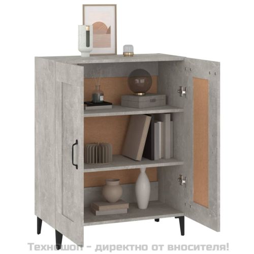 Сайдборд, бетонно сив, 69,5x34x90 см, инженерно дърво