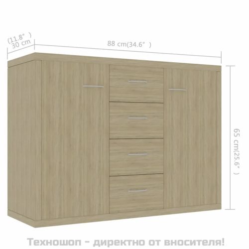 Бюфет, дъб сонома, 88x30x65 см, инженерно дърво