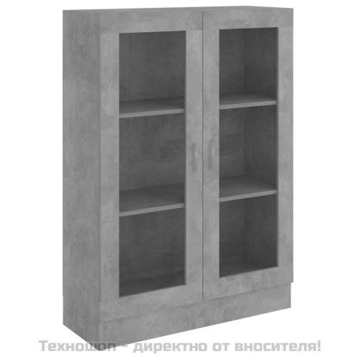Шкаф витрина, бетонно сив, 82,5x30,5x115 см, инженерно дърво