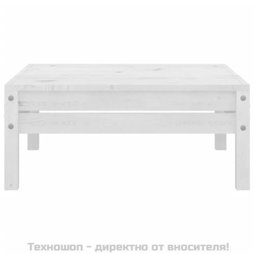 Градинска табуретка, бяла, борово дърво масив
