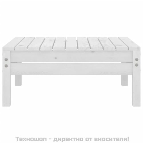 Градинска табуретка, бяла, борово дърво масив