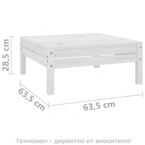 Градинска табуретка, бяла, борово дърво масив