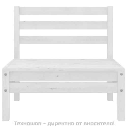 Градински лаундж комплект, 4 части, бор масив, бял