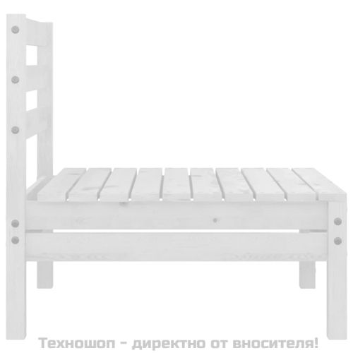 Градински лаундж комплект, 4 части, бор масив, бял