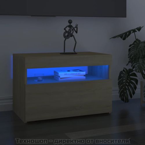 ТВ шкафове с LED осветление 2 бр дъб сонома 60x35x40 см