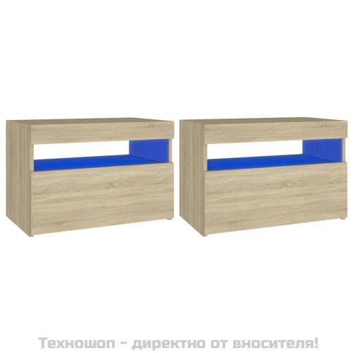 ТВ шкафове с LED осветление 2 бр дъб сонома 60x35x40 см