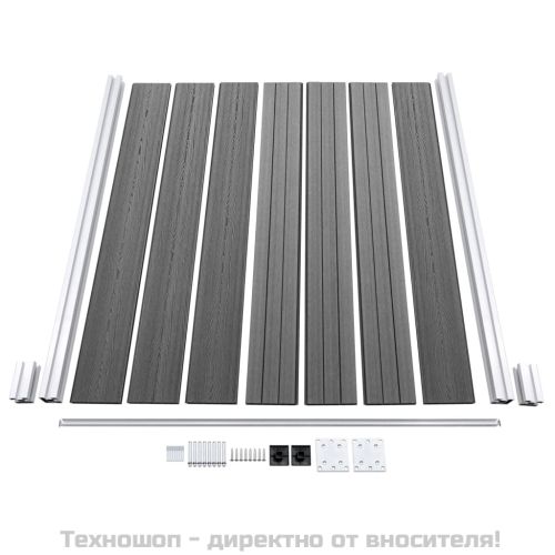 Градинска ограда, WPC, 180x186 см, сива