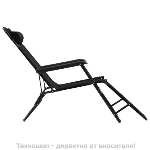 Сгъваеми шезлонги с подложки за крака, 2 бр, стомана, черни