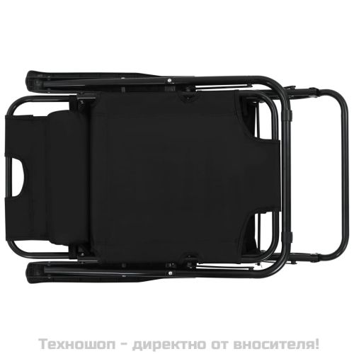 Сгъваеми шезлонги с подложки за крака, 2 бр, стомана, черни