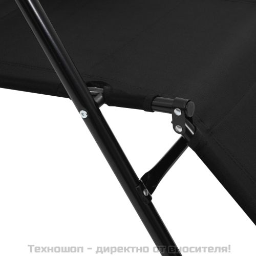 Сгъваеми шезлонги с подложки за крака, 2 бр, стомана, черни