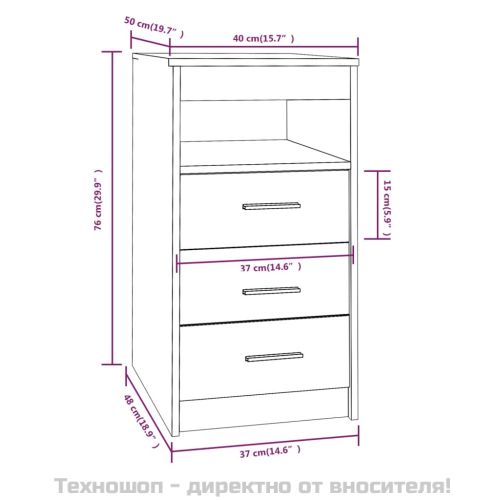 Шкаф с чекмеджета, сив сонома, 40x50x76 см, инженерна дървесина