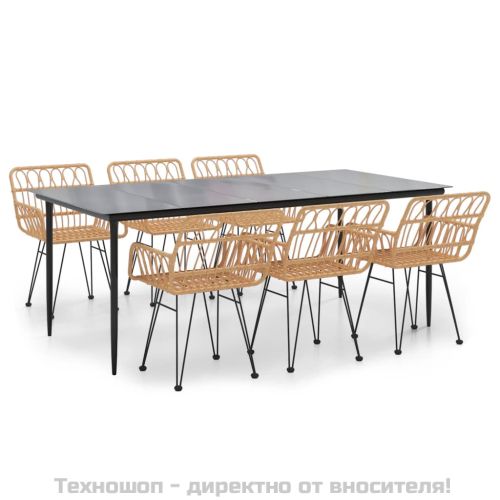Градински трапезен комплект от 7 части, полиратан