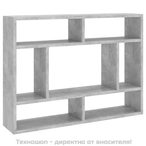 Стенен рафт, бетонно сив, 75x16x55 см, инженерно дърво