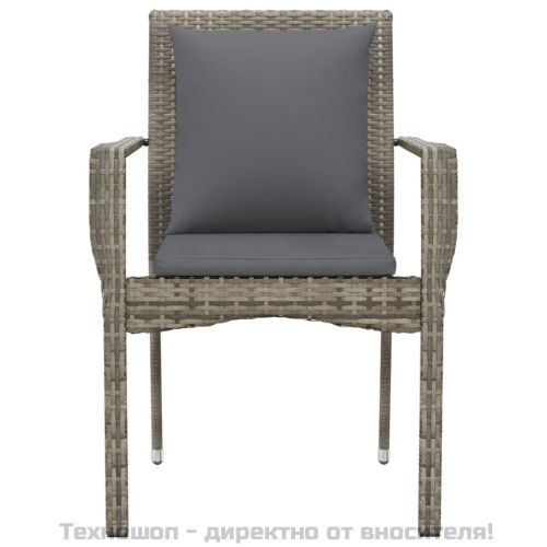 Градински столове с възглавници, 4 бр, полиратан, сиви