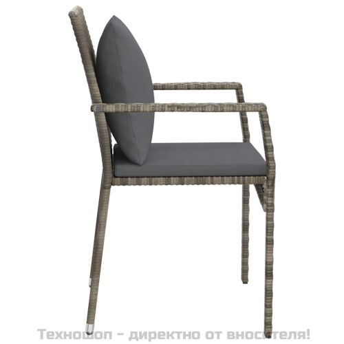 Градински столове с възглавници, 4 бр, полиратан, сиви