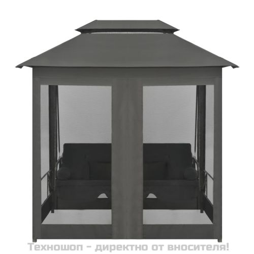 Градинска люлка със сенник, антрацит, 220x160x240 см, стомана