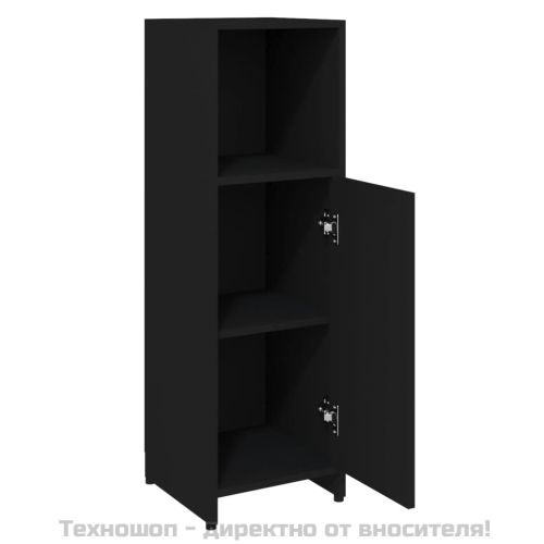 Шкаф за баня, черен, 30x30x95 см, инженерно дърво