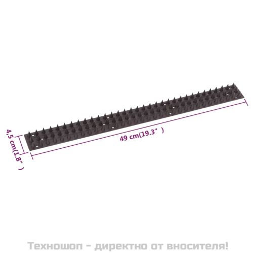 Шипове против птици, котки и други 49 x 4,5 x 1,7 см, 20 броя