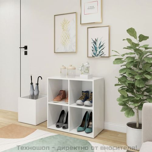 Шкаф за обувки за антре, бял, 105x35,5x70 см, инженерно дърво