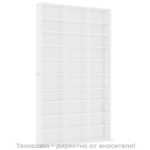 Етажерка за компактдискове бяла 102x16x177,5 см инженерно дърво