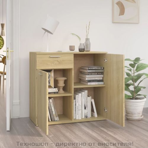 Бюфет, дъб сонома, 80x36x75 см, инженерно дърво
