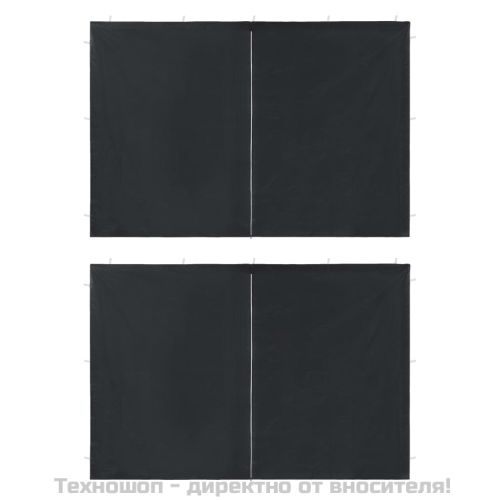 Странични стени за парти шатра, 2 бр, с цип, PE, антрацит
