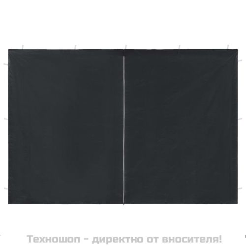 Странични стени за парти шатра, 2 бр, с цип, PE, антрацит