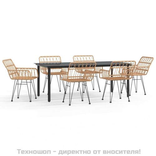 Градински трапезен комплект от 7 части, полиратан