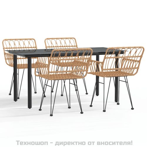 Градински трапезен комплект от 5 части, полиратан