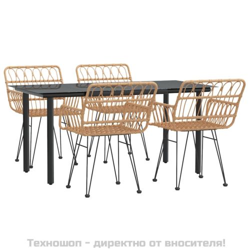 Градински трапезен комплект от 5 части, полиратан
